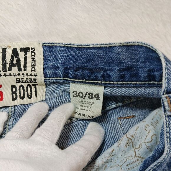 Ariat M6 Slim Boot Womans Distressed Denim Jeans 100%Cotton 30x28 Measurements. - Picture 8 of 16